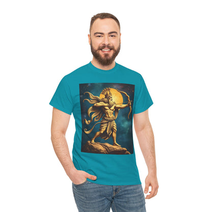 Unisex Heavy Cotton T-Shirt, Midnight Arrow, Sagittarius Zodiac Design
