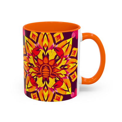 Accent Coffee Mug, Scorpio, Zodiac v1. Flower Pattern, (11, 15oz)