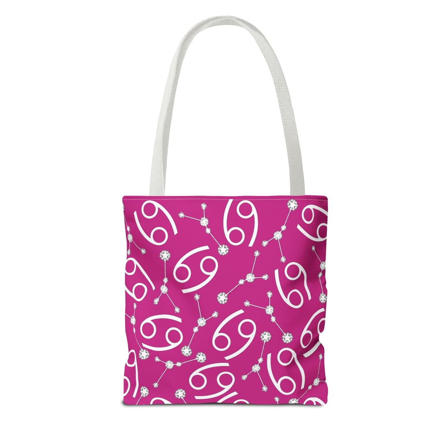 Tote Bag, Cancer Zodiac Sign, AOP, (Pink, White)