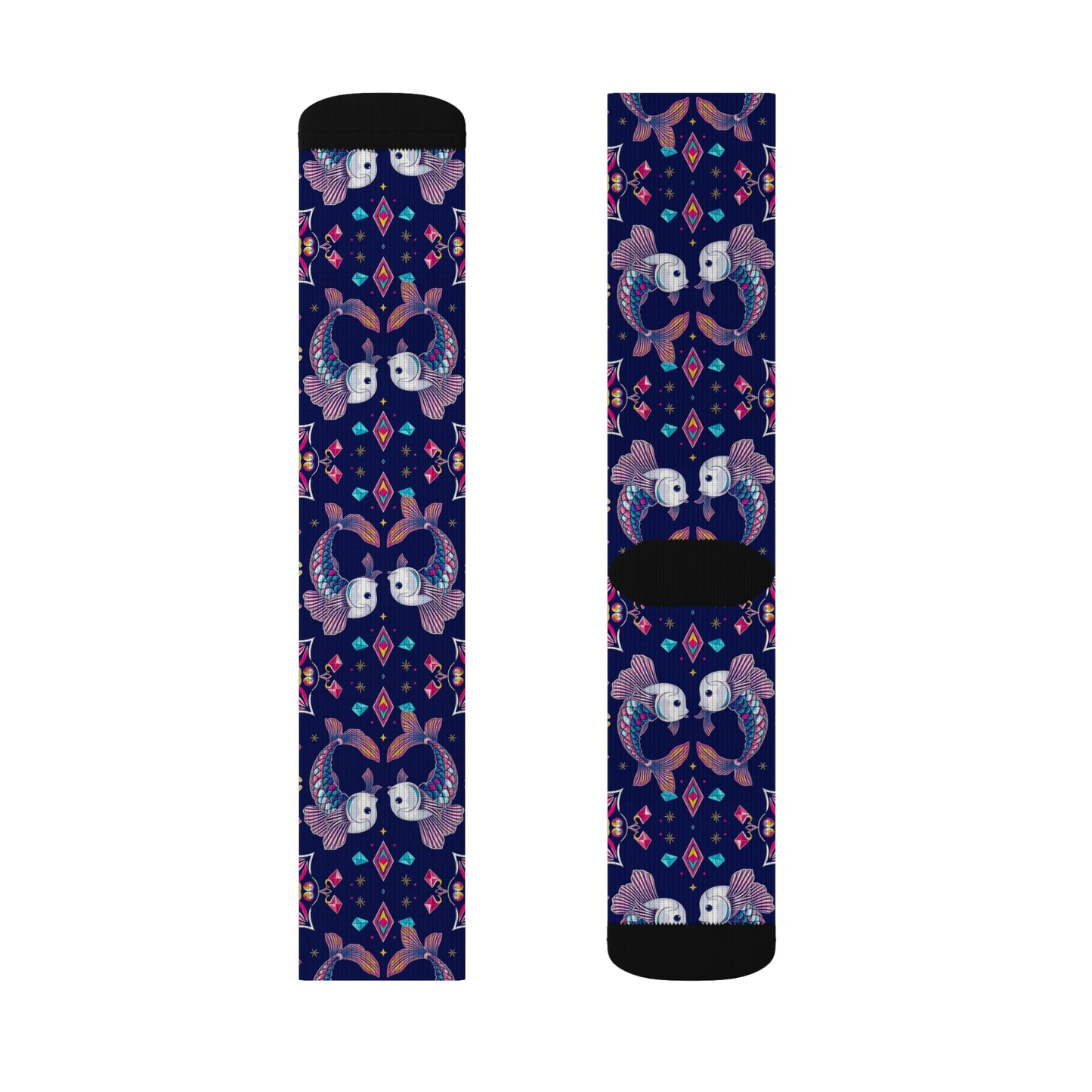 Sublimation Socks, Pisces, Zodiac v4, Jewel Pattern
