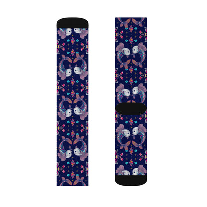 Sublimation Socks, Pisces, Zodiac v4, Jewel Pattern