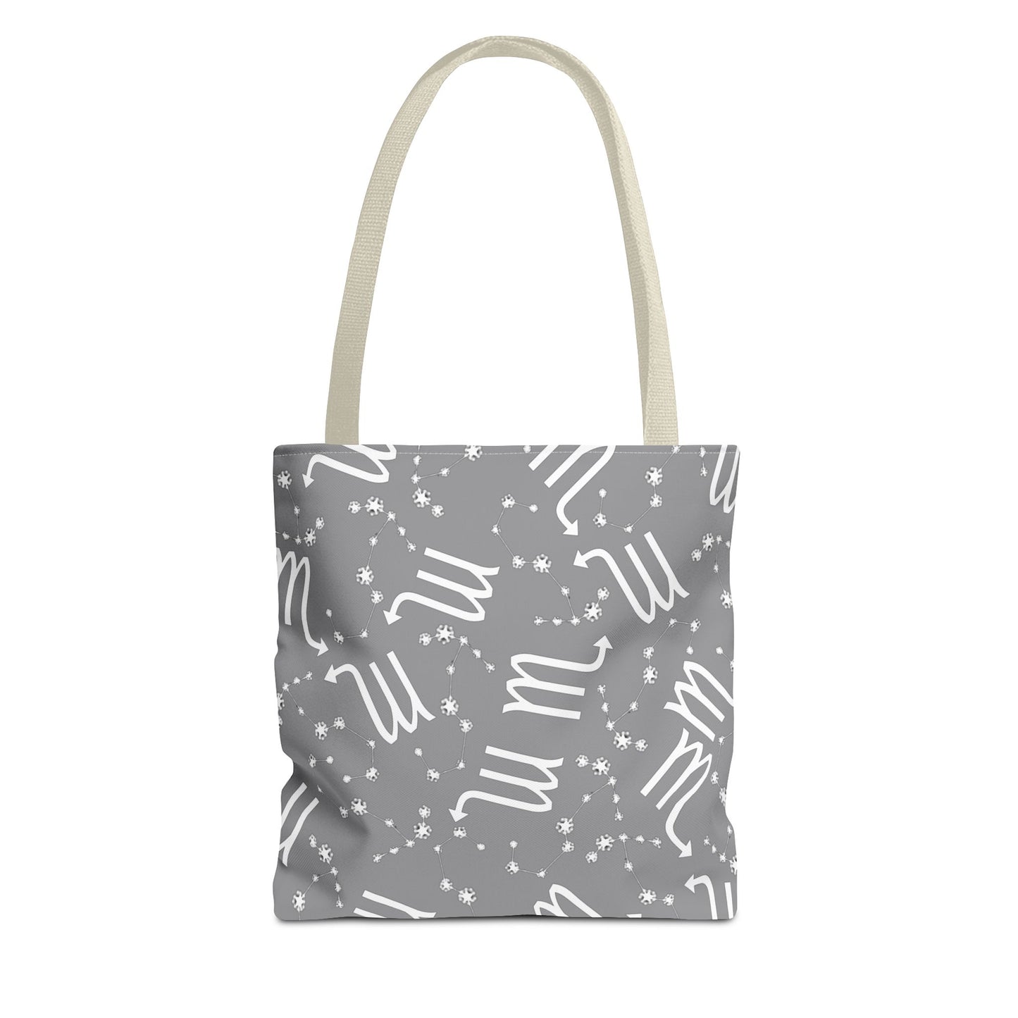 Tote Bag, Scorpio Zodiac Sign, AOP, (Grey, White)