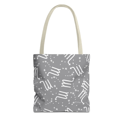 Tote Bag, Scorpio Zodiac Sign, AOP, (Grey, White)