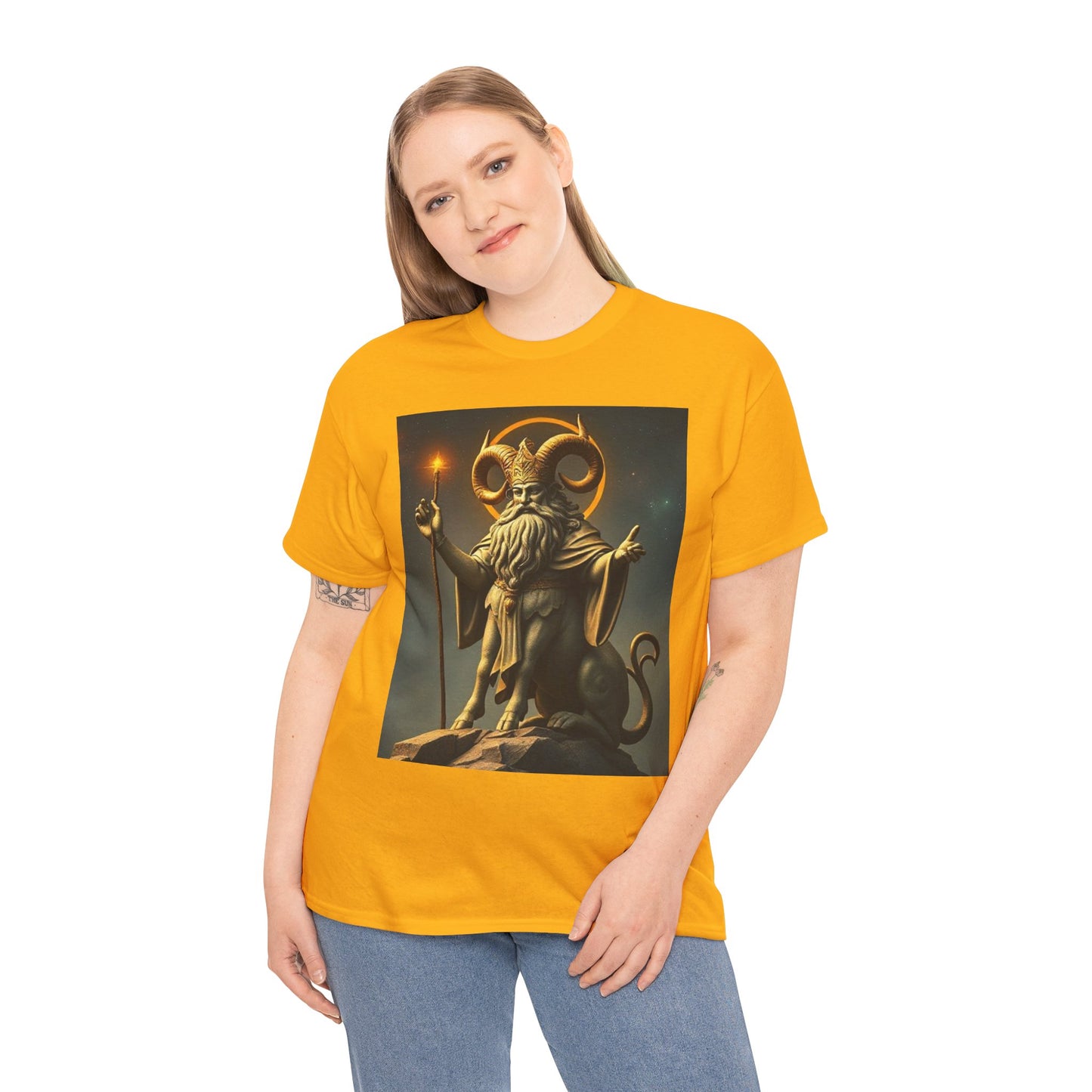 Unisex Heavy Cotton T-Shirt, Taurus God, Zodiac Design