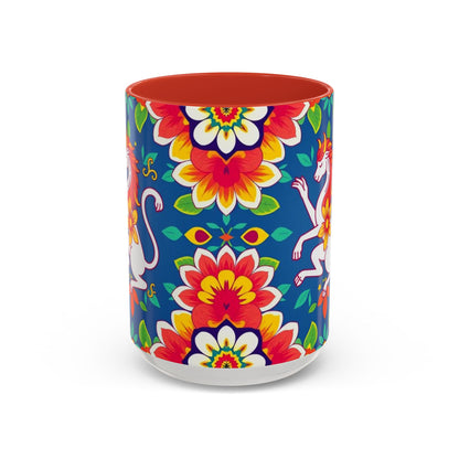 Accent Coffee Mug, Virgo, Zodiac v3. Flower Pattern, (11, 15oz)