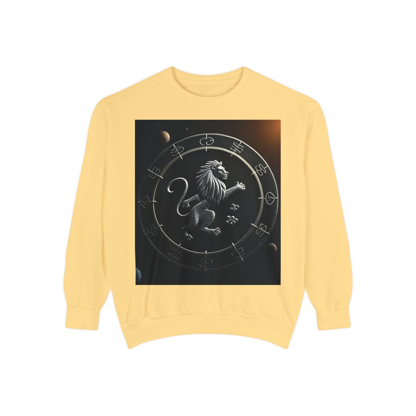 Garment-Dyed Sweatshirt, Unisex, Space Animal Design, Leo