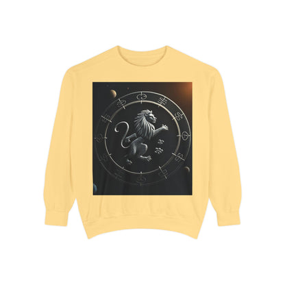 Garment-Dyed Sweatshirt, Unisex, Space Animal Design, Leo