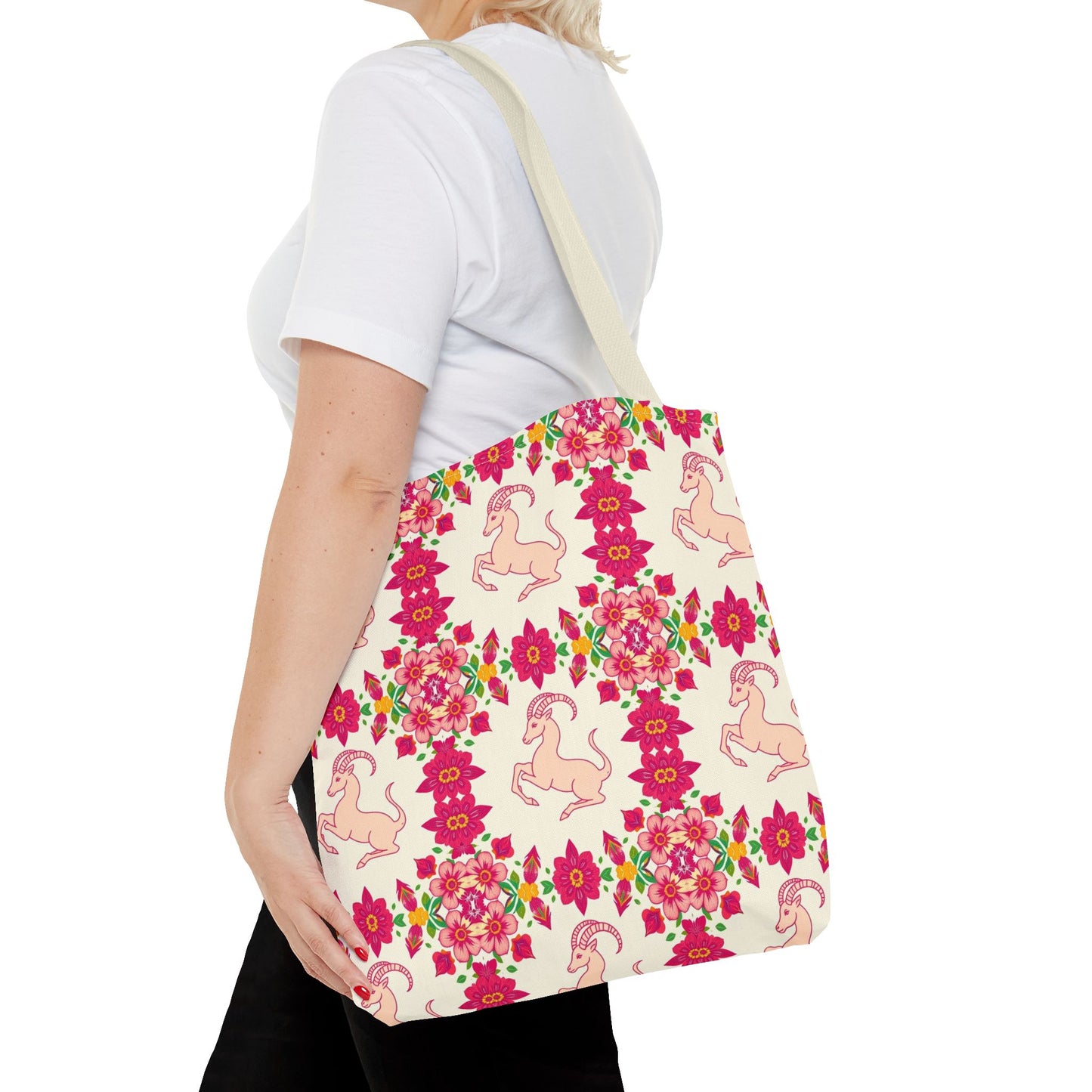 Tote Bag (AOP), Capricorn, Zodiac, Flower Pattern