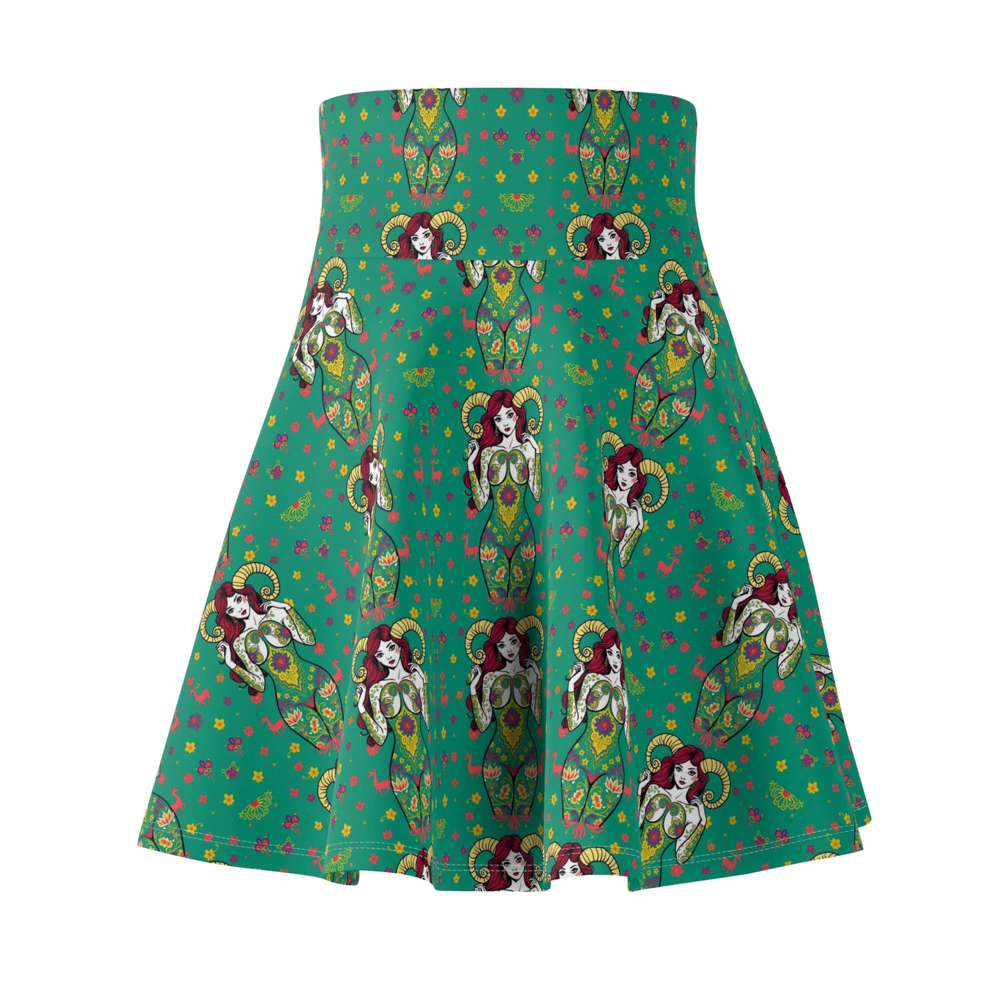 Women's Skater Skirt, (AOP), Aries, Zodiac v1, Sexy Pattern