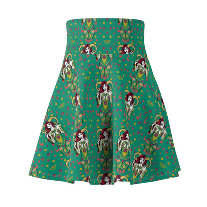Women's Skater Skirt, (AOP), Aries, Zodiac v1, Sexy Pattern