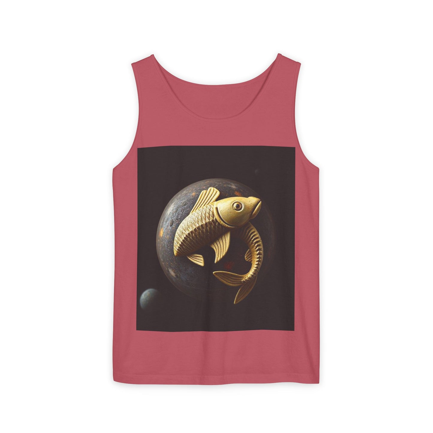 Unisex Garment-Dyed, Tank Top, Pisces Design, Space Animal v1, 100% US cotton