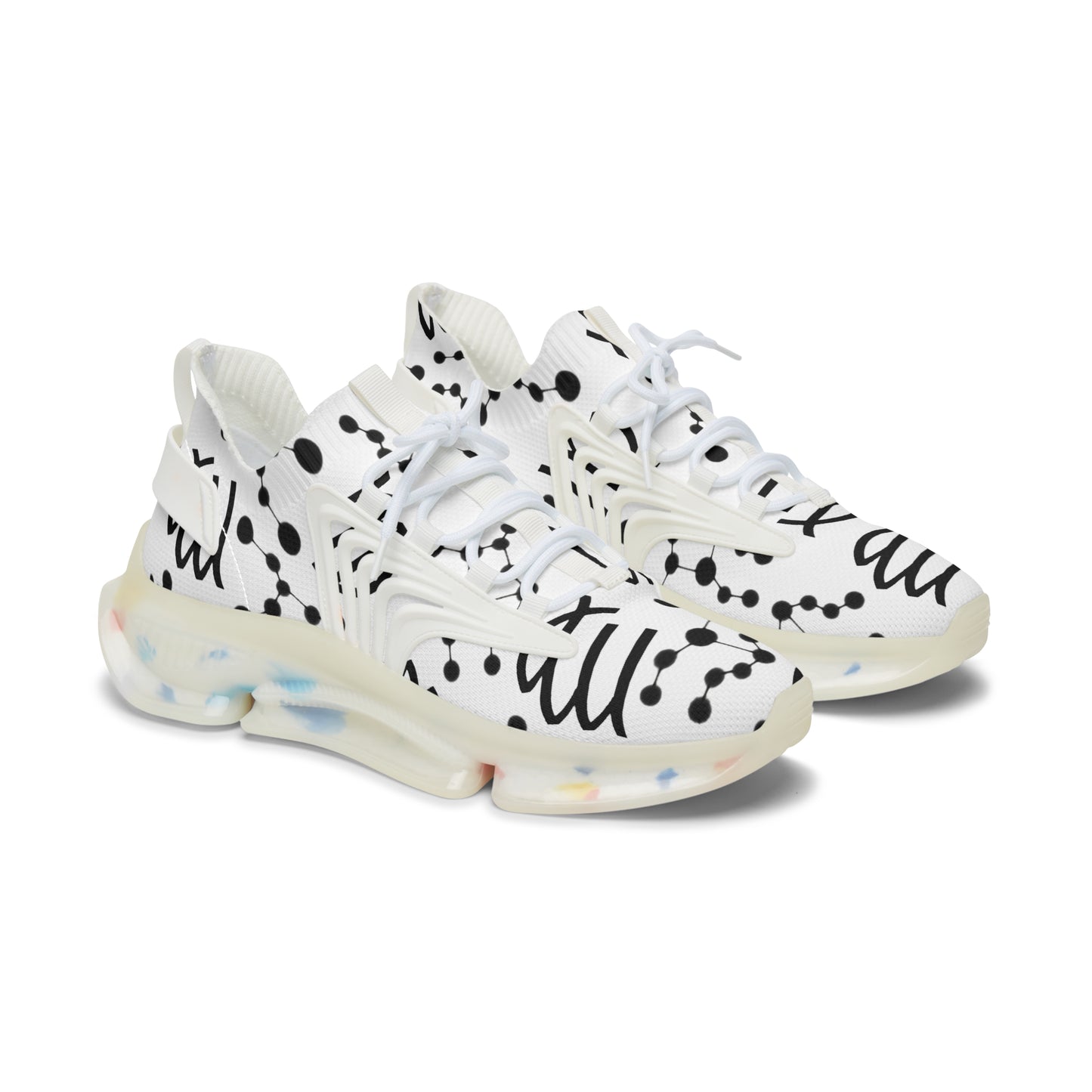 Women's Mesh Sneakers, Constellation & Symbol, Virgo Zodiac Sign, AOP