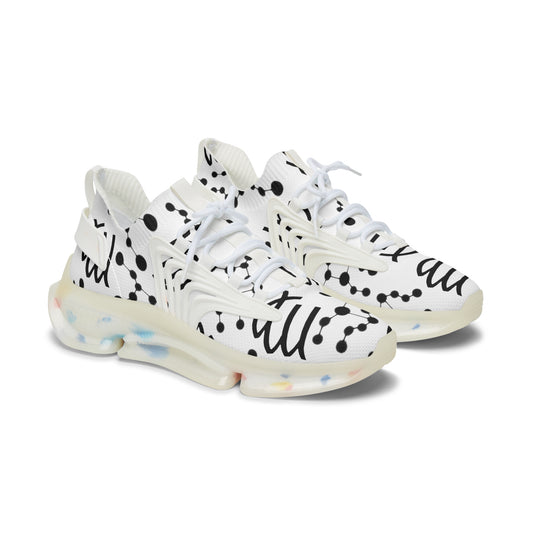 Women's Mesh Sneakers, Constellation & Symbol, Virgo Zodiac Sign, AOP