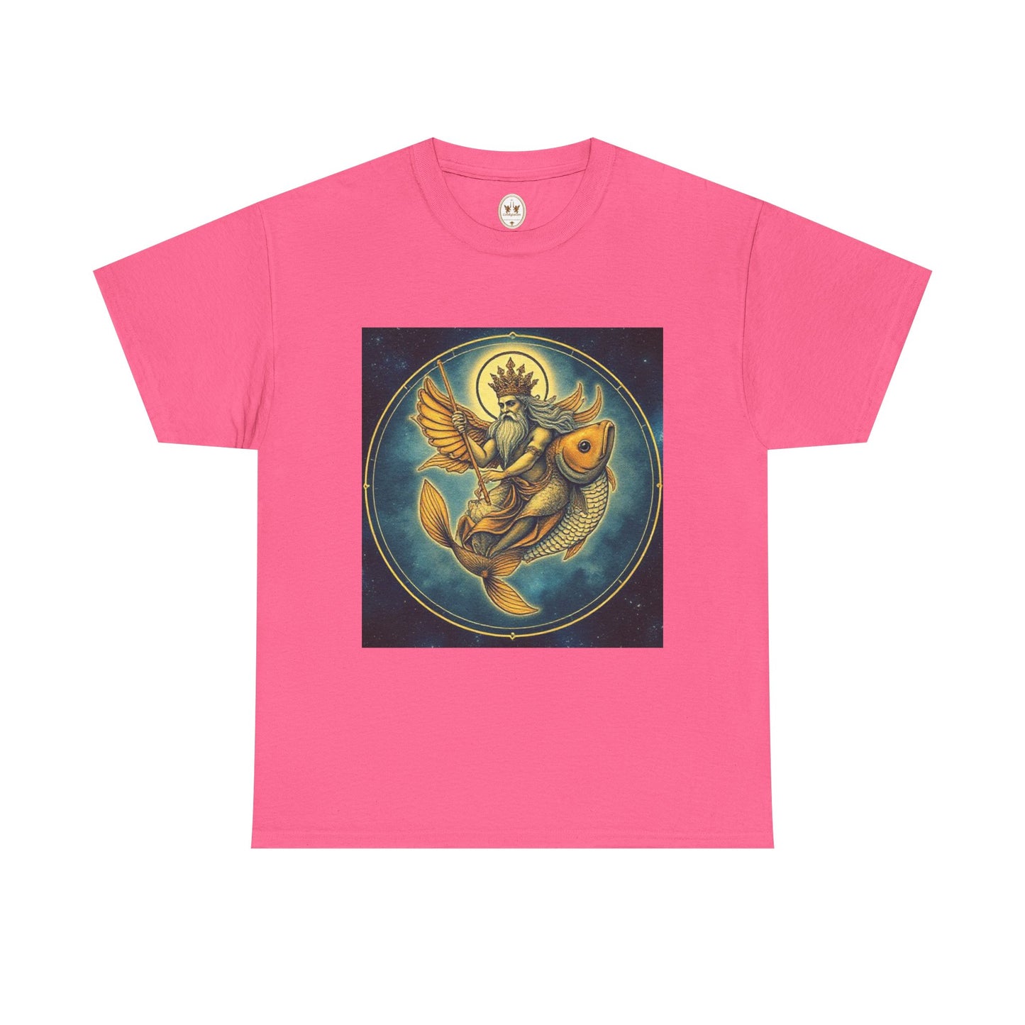 Unisex Heavy Cotton T-Shirt, Pisces King v1, Zodiac Design