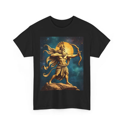 Unisex Heavy Cotton T-Shirt, Midnight Arrow v1, Sagittarius Zodiac Design