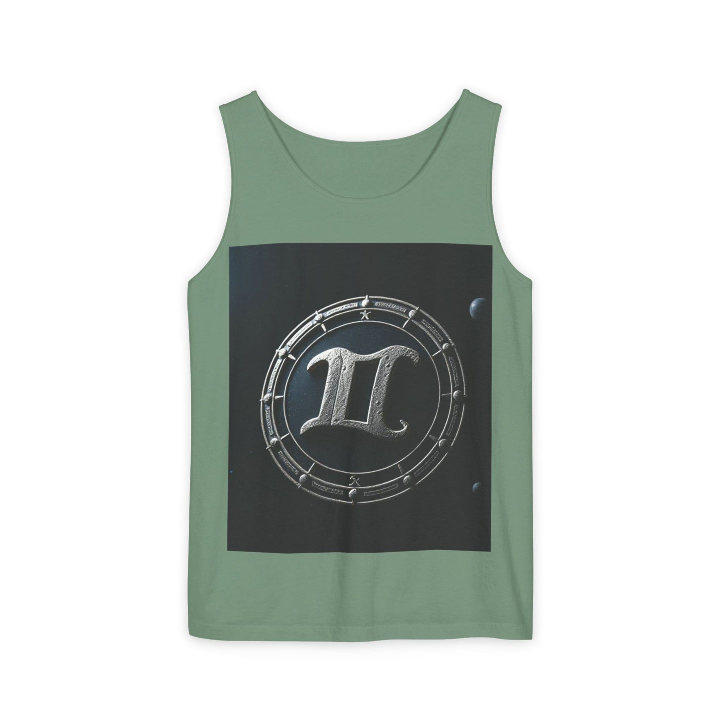 Unisex Garment-Dyed, Tank Top, Gemini Design, Space Symbol v1, 100% US cotton