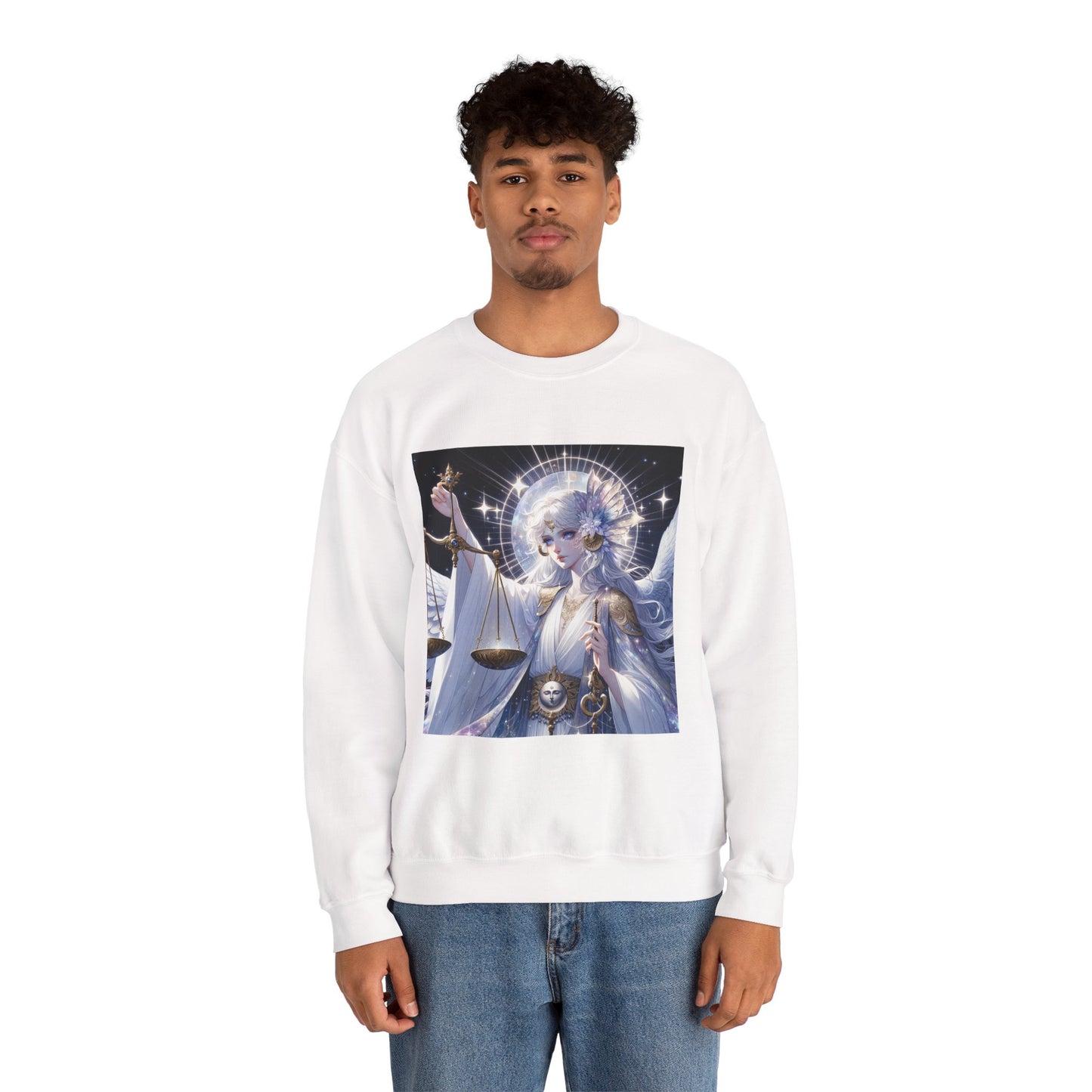 Unisex Heavy Blend™ Crewneck Sweatshirt,anime angel, Libra Zodiac Design