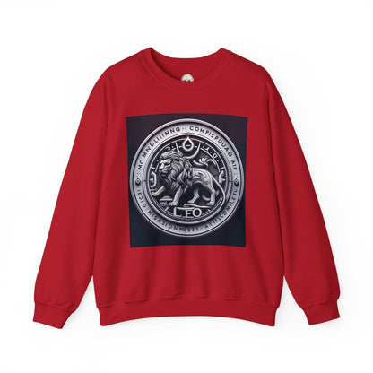 Unisex Heavy Blend™ Crewneck Sweatshirt, Lion Coin, Leo Zodiac Design