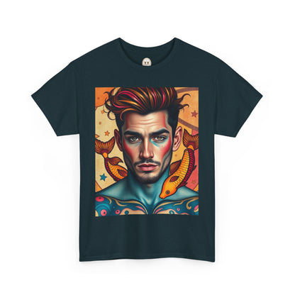 Unisex Heavy Cotton T-Shirt, Pisces, Zodiac v2, Sexy Art