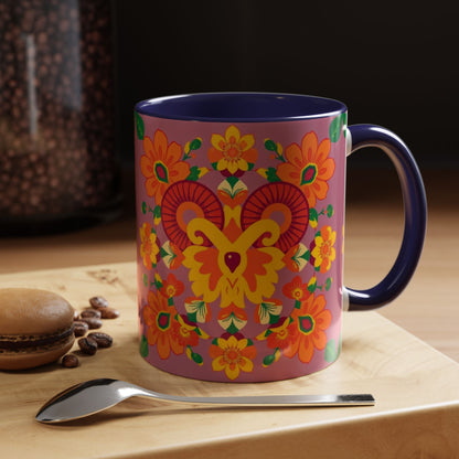 Accent Coffee Mug, Aries, Zodiac v1, Flower Pattern, (11, 15oz)