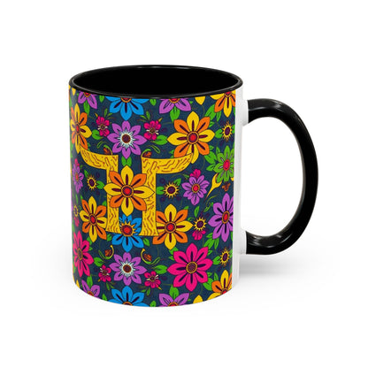 Accent Coffee Mug, Gemini, Zodiac v3, Flower Pattern, (11, 15oz)