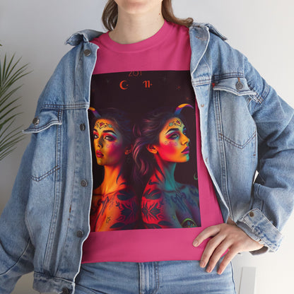 Unisex Heavy Cotton T-Shirt, Gemini, Zodiac, Sexy Art
