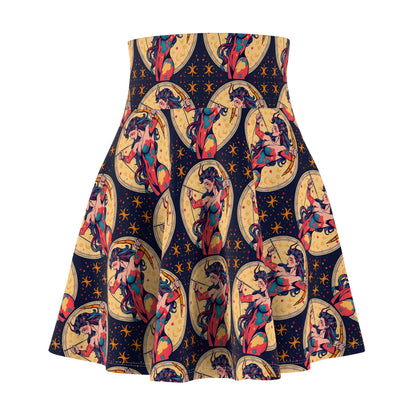 Women's Skater Skirt, (AOP), Sagittarius, Zodiac v1, Sexy Pattern