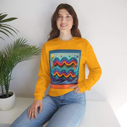 Unisex Heavy Blend™ Crewneck Sweatshirt, Water Painting, Aquarius Zodiac Design
