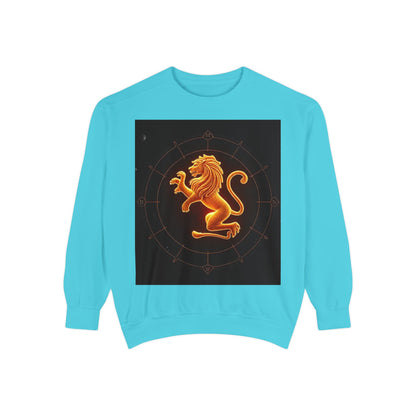 Garment-Dyed Sweatshirt, Unisex, Space Animal Design v1, Leo