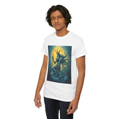 Unisex Heavy Cotton T-Shirt, Aquarius God, Zodiac Design