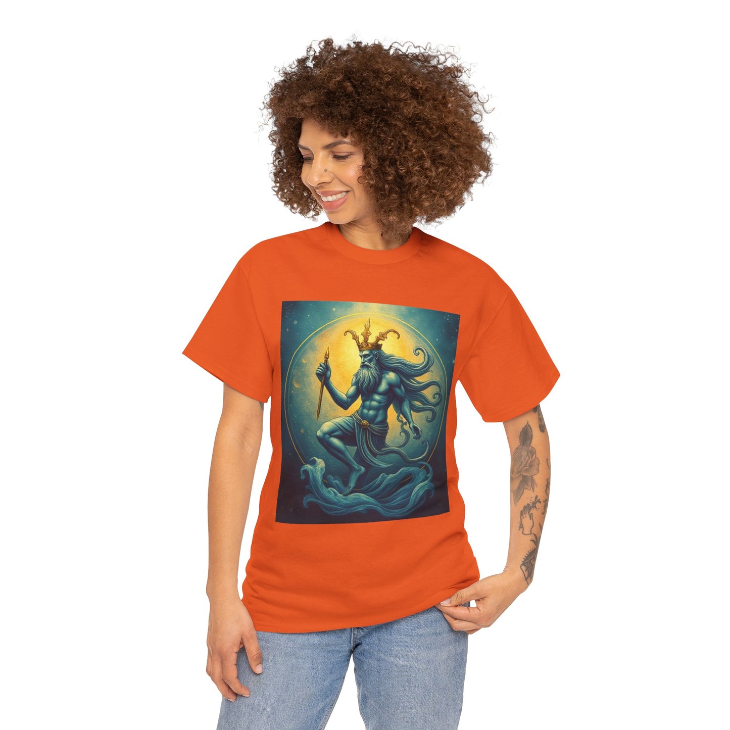 Unisex Heavy Cotton T-Shirt, Aquarius God, Zodiac Design