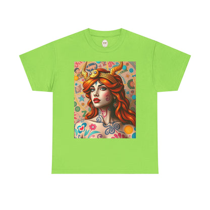 Unisex Heavy Cotton T-Shirt, Virgo, Zodiac v1, Sexy Art