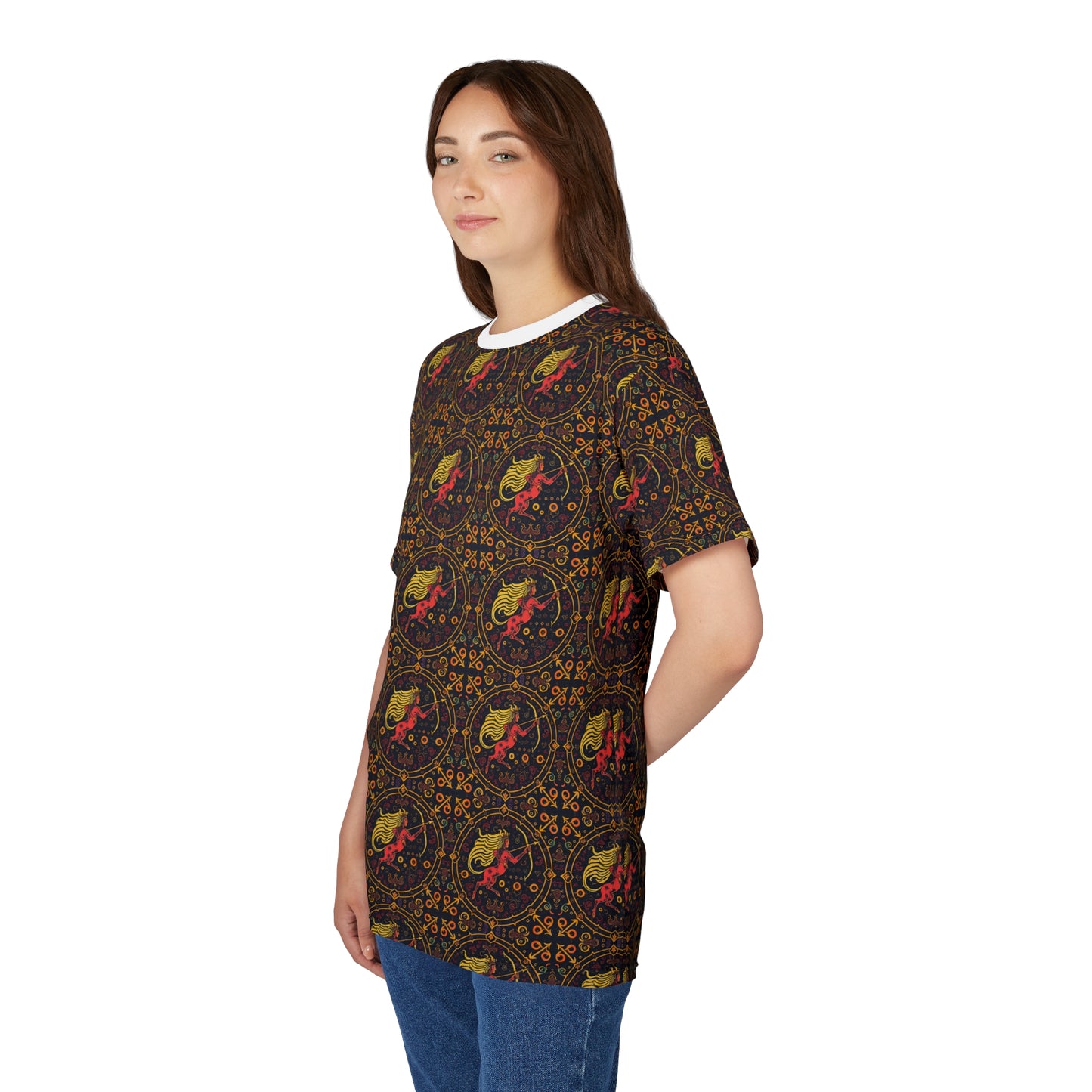 Unisex Cut & Sew T-Shirt, AOP, Sagittarius, Zodiac v1, Pattern