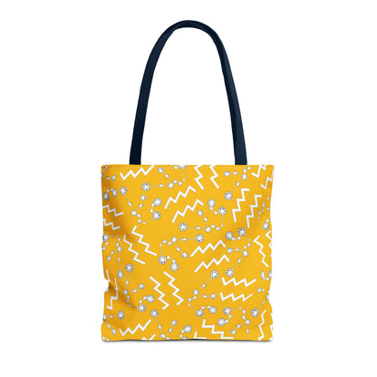 Tote Bag, Aquarius Zodiac Sign, AOP, (Yellow, White)
