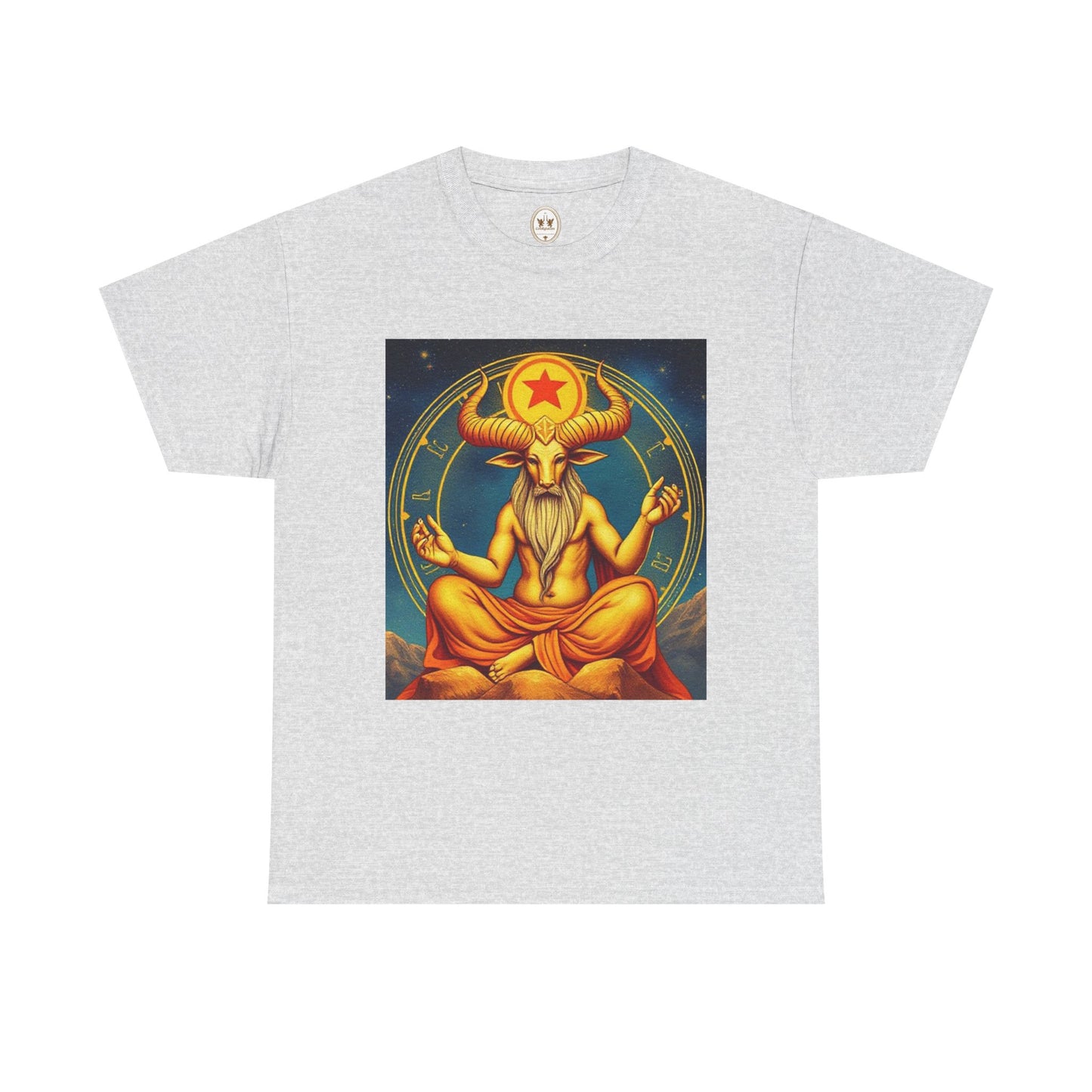 Unisex Heavy Cotton T-Shirt, Meditating Bull, Taurus Zodiac Design