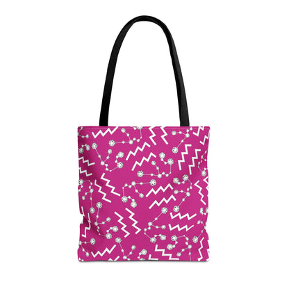 Tote Bag, Aquarius Zodiac Sign, AOP, (Pink, White)