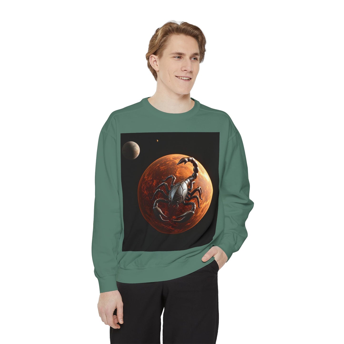 Garment-Dyed Sweatshirt, Unisex, Space Animal Design, Scorpio