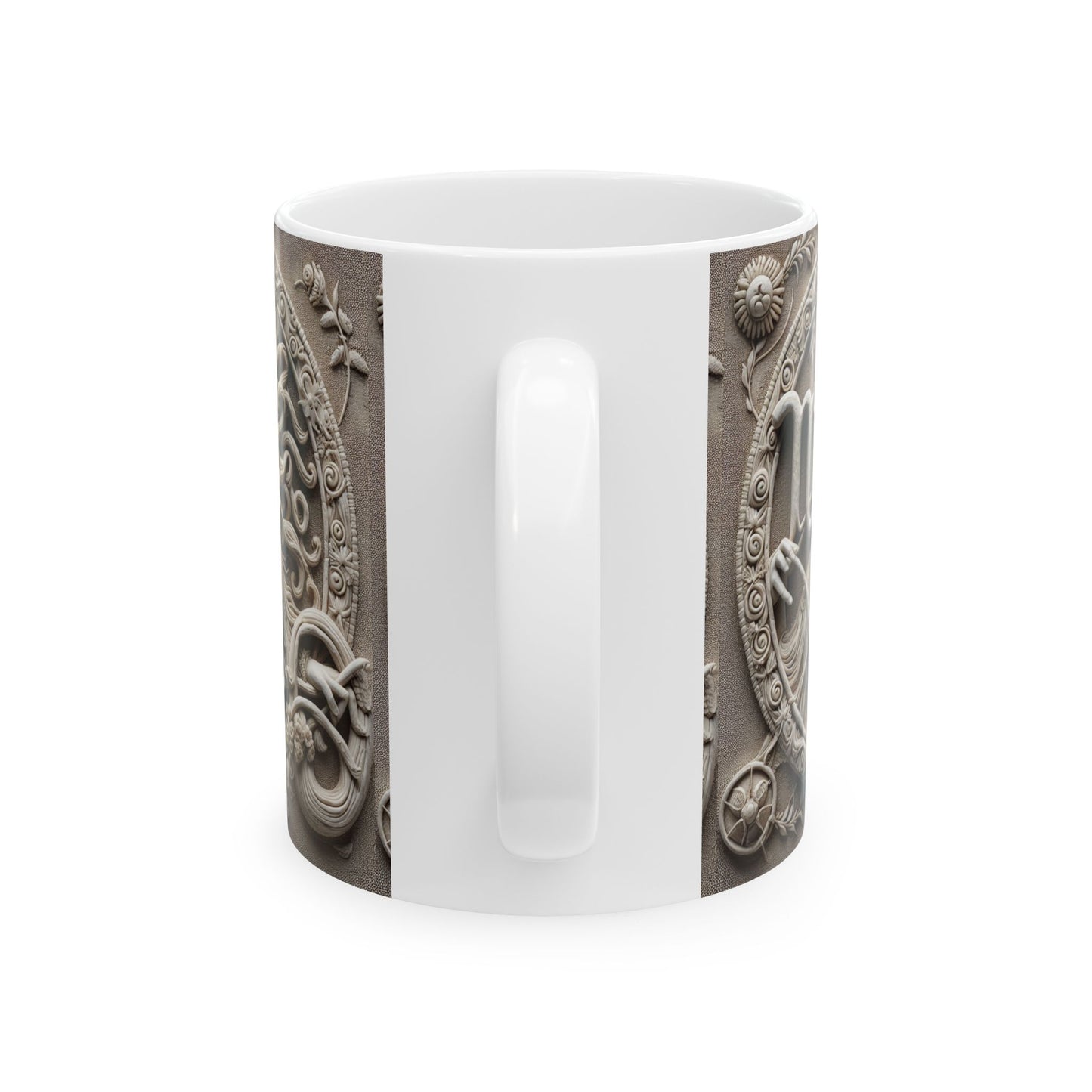 Ceramic Mug, (11oz, 15oz), Ceramic Coffee Mug, Woman Stone Carving, Virgo Zodiac Design