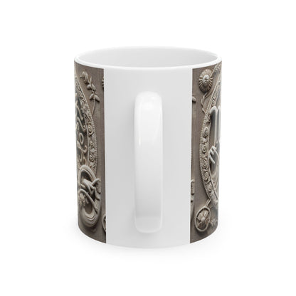Ceramic Mug, (11oz, 15oz), Ceramic Coffee Mug, Woman Stone Carving, Virgo Zodiac Design
