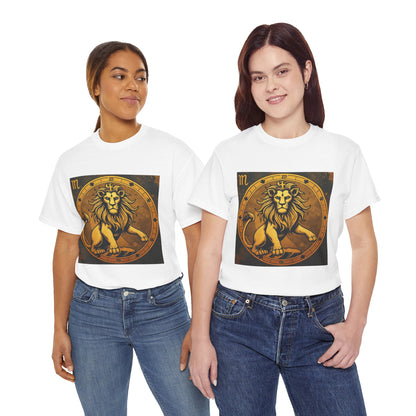 Unisex Heavy Cotton T-Shirt, Gold Lion v1, Leo Zodiac Design