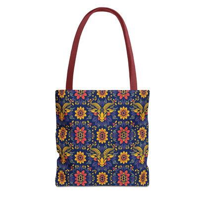 Tote Bag, (AOP), Taurus, Zodiac v3, Flower Pattern