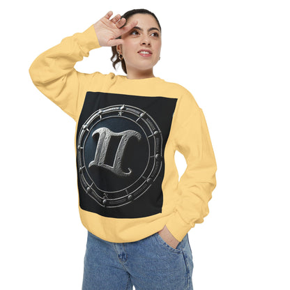 Garment-Dyed Sweatshirt, Unisex, Space Symbol Design v1, Gemini