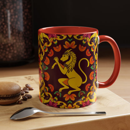 Accent Coffee Mug, Virgo, Zodiac v1. Flower Pattern, (11, 15oz)