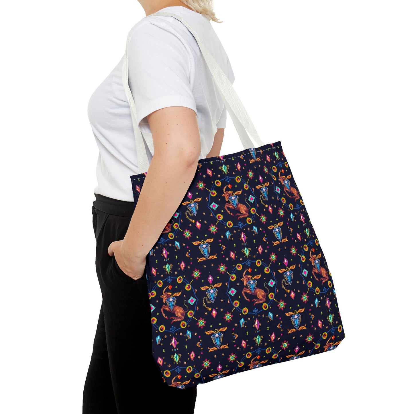 Tote Bag (AOP), Capricorn, Zodiac v1, Jewel Pattern