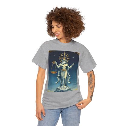 Unisex Heavy Cotton T-Shirt Space v2, Libra God, Zodiac Design