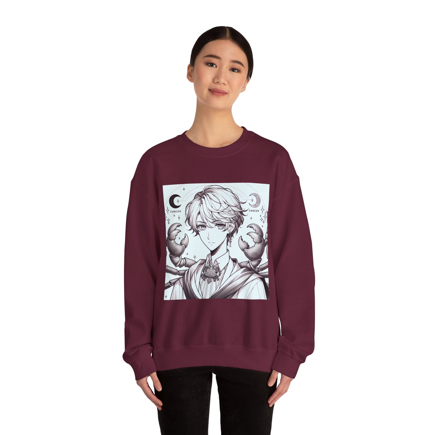 Unisex Heavy Blend™ Crewneck Sweatshirt,Two Moon, Cancer Zodiac Design