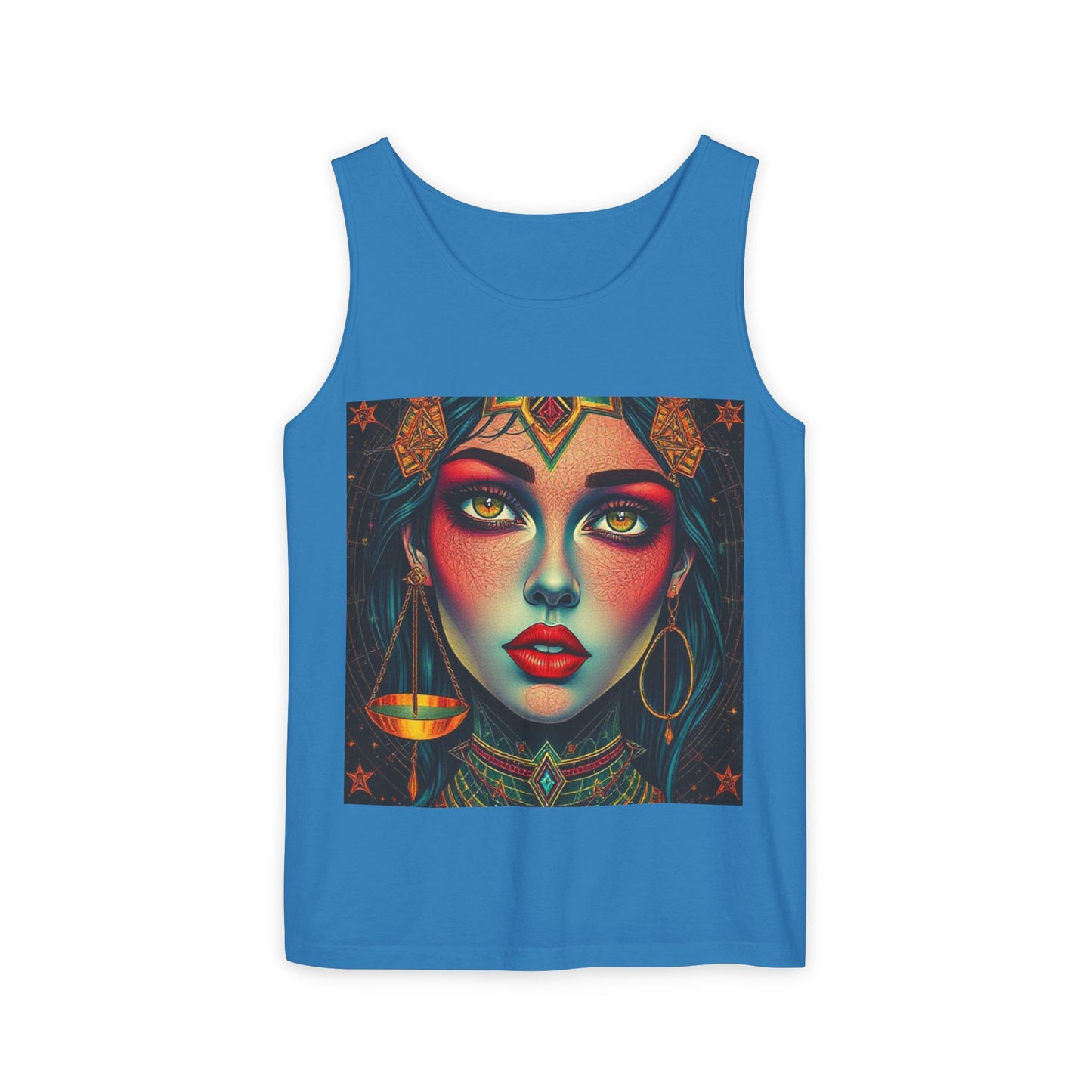 Unisex Garment-Dyed, Tank Top, Libra Design, Pop Art, 100% US cotton