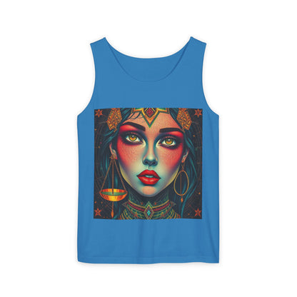 Unisex Garment-Dyed, Tank Top, Libra Design, Pop Art, 100% US cotton