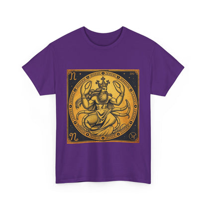 Unisex Heavy Cotton T-Shirt, Crab King v1, Cancer Zodiac Design