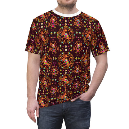 Unisex Cut & Sew T-Shirt, (AOP), Virgo, Zodiac v3, Jewels Pattern